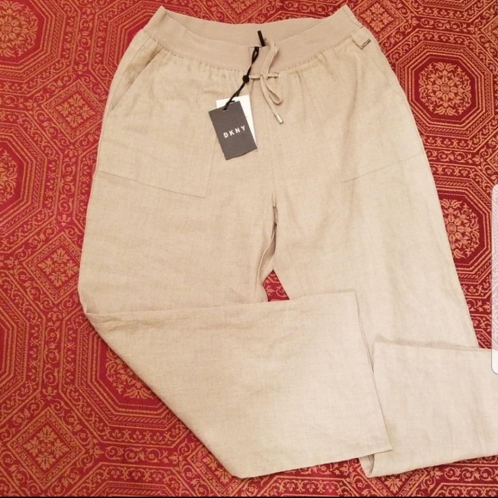 🆕️Dkny 100% linen neutral pull on pants, natural